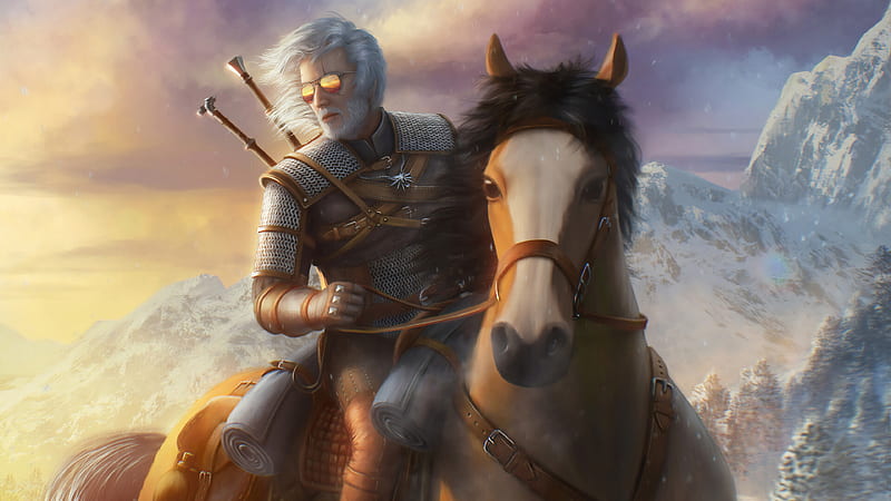 Witcher On Horse, the-witcher, games, artwork, artstation, HD wallpaper