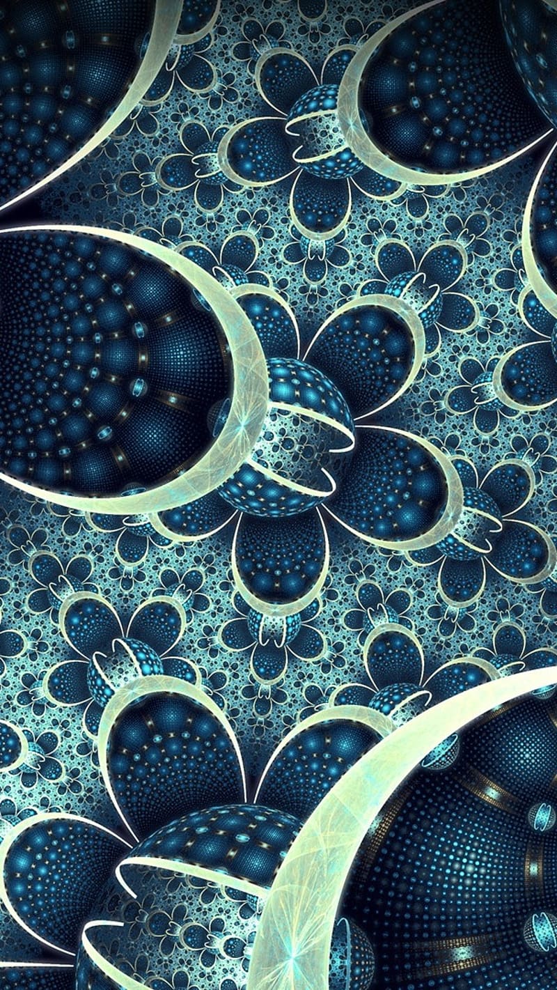Three D, Blue Round Balls Flowers Abstract, fractal, 3d fractal abstract, HD phone wallpaper