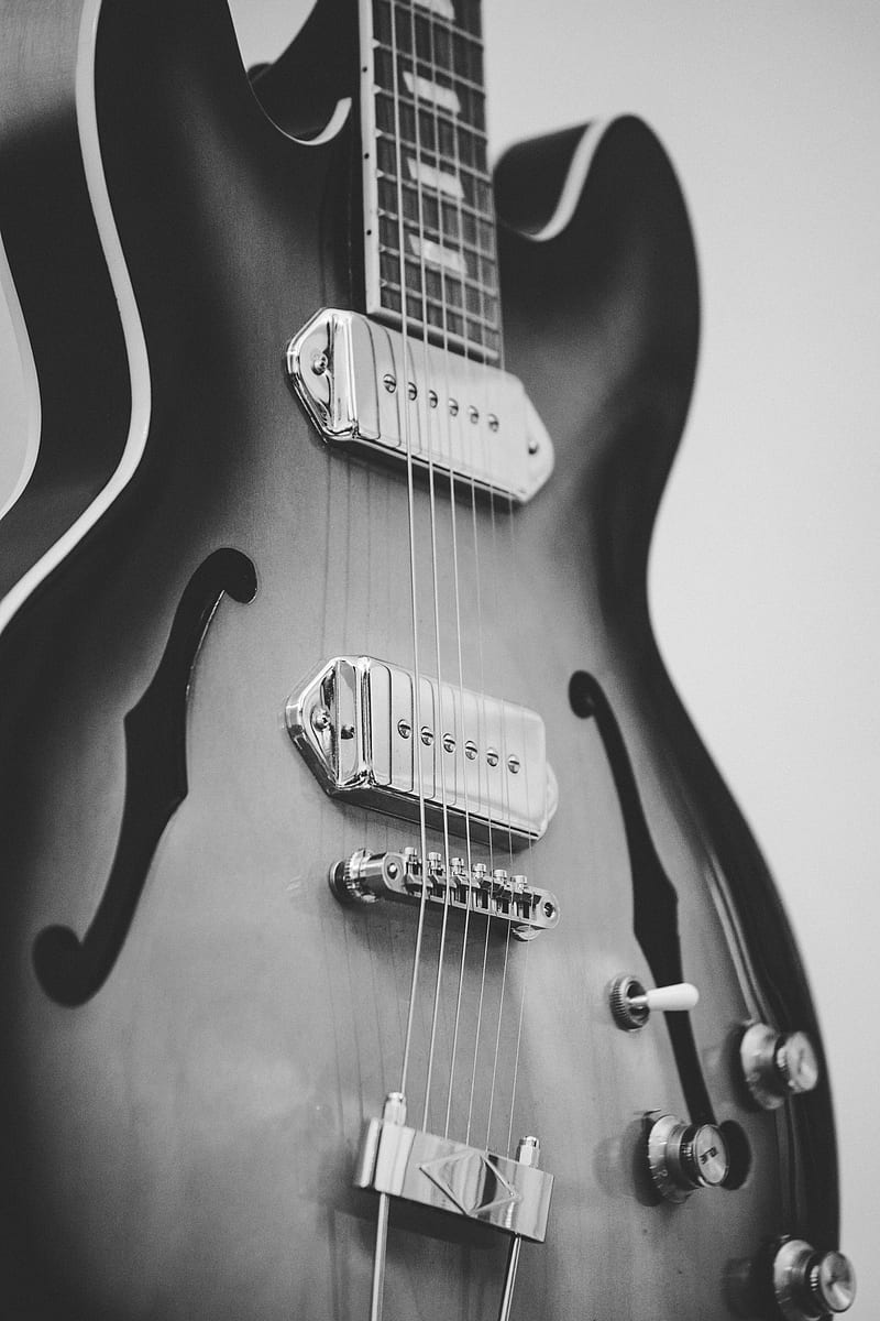 greyscale of jazz guitar, HD phone wallpaper