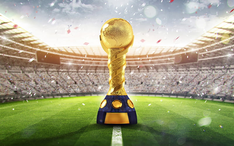Gold Cup, football stadium, tournament, 2018 FIFA World Cup Russia, trophy, football lawn, HD wallpaper