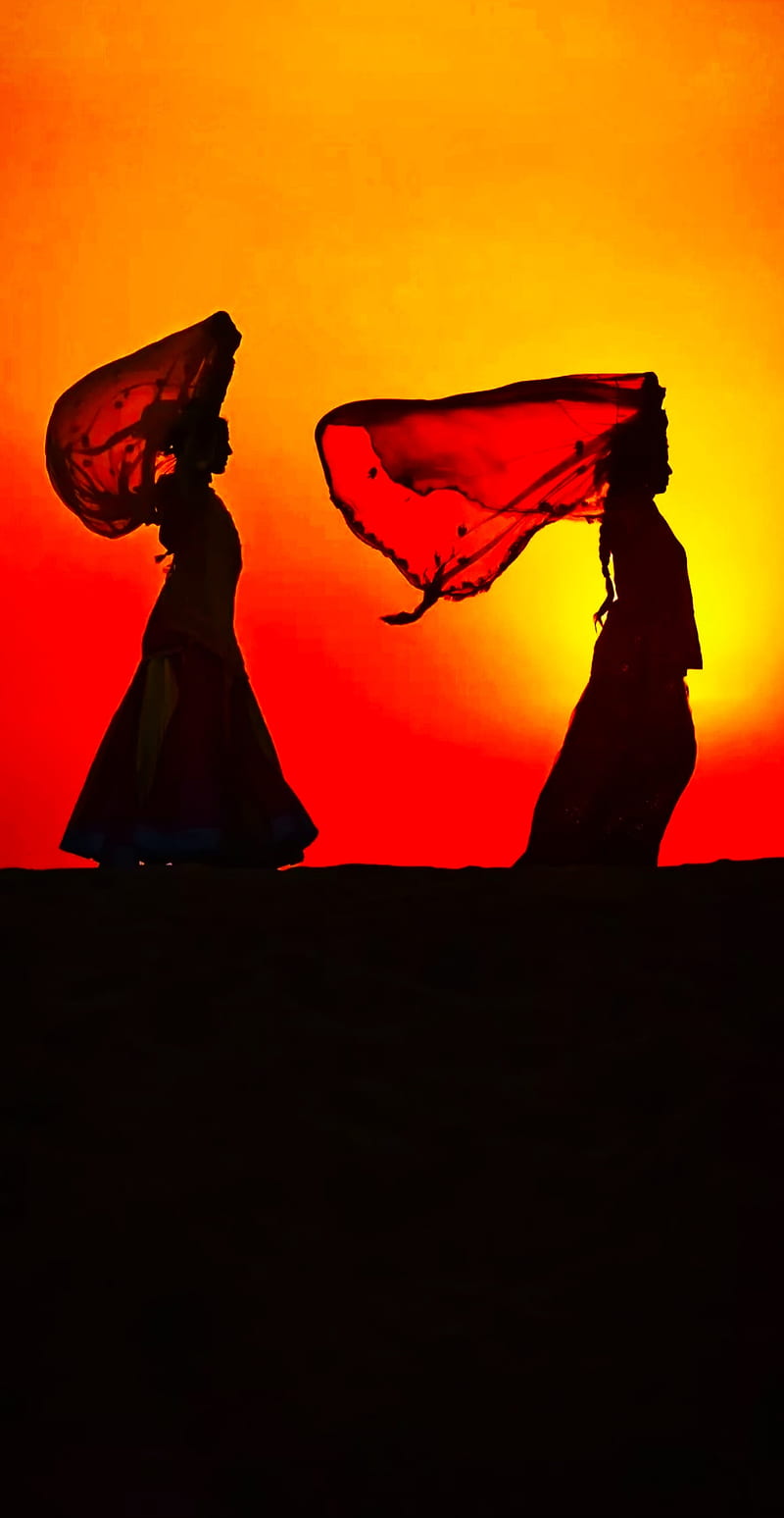 Rajasthan folks, 2019, desert, folk dance, folks, nature, rajasthan, sunset, HD phone wallpaper