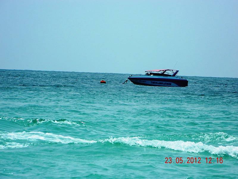 Empty Ship in Coral Island, Boat, beach, Sea, Pattaya, HD wallpaper
