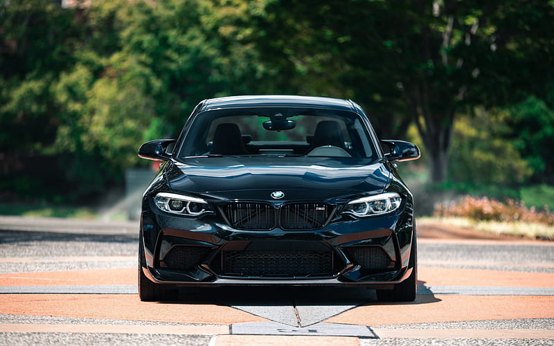 BMW M2 Coupe, 2020, F87, front view, exterior, black M2, German cars, tuning M2, BMW, HD wallpaper