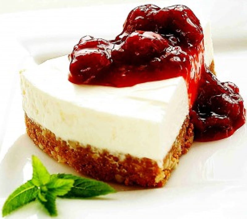 Strawberry Cheesecake, individual, heart shaped, strawberry, heart, one serving, cheesecake, portion, HD wallpaper