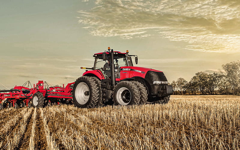 Case IH Magnum 380 CVT, field cleaning, 2019 tractors, plowing field, agricultural machinery, R, agriculture, harvest, tractor in the field, Case, HD wallpaper