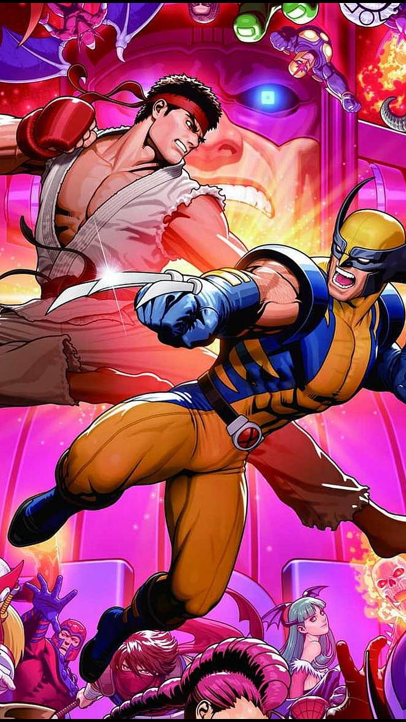 Marvel vs Capcom, lobezno, ryu, HD phone wallpaper