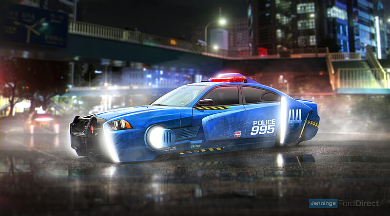 Blade Runner Spinner Dodge Charger Police Car, blade-runner-2049, movies, 2017-movies, carros, bikes, harley-davidson, artist, artwork, digital-art, police, HD wallpaper