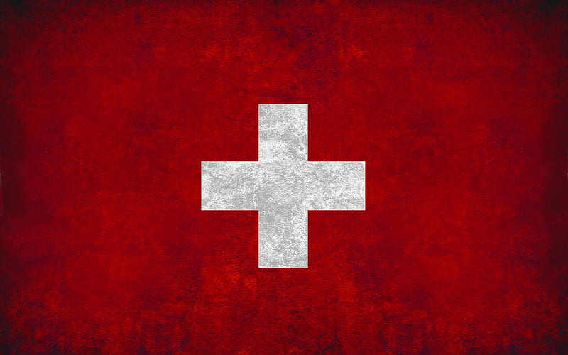Flag of Switzerland, grunge style, wall, Swiss flag, creative art, Switzerland, HD wallpaper