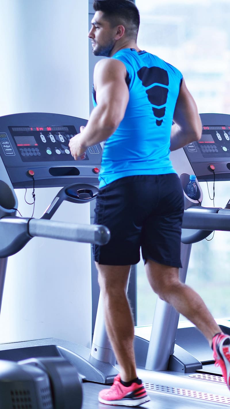 Gym, Man Doing Cardio Workout, man, cardio, workout, running, exercise, treadmill, HD phone wallpaper