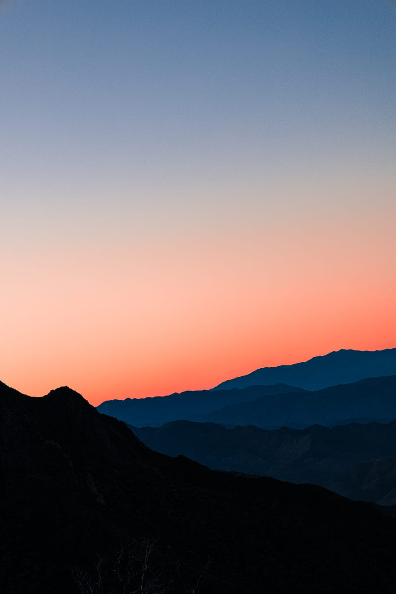 silhouette of mountains during sunset, HD phone wallpaper