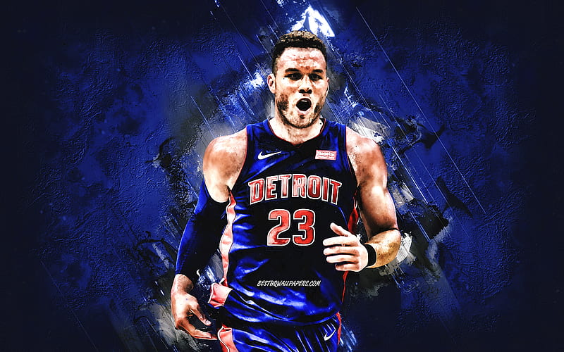 Blake Griffin, Detroit Pistons, NBA, American basketball player, blue stone background, USA, basketball, HD wallpaper