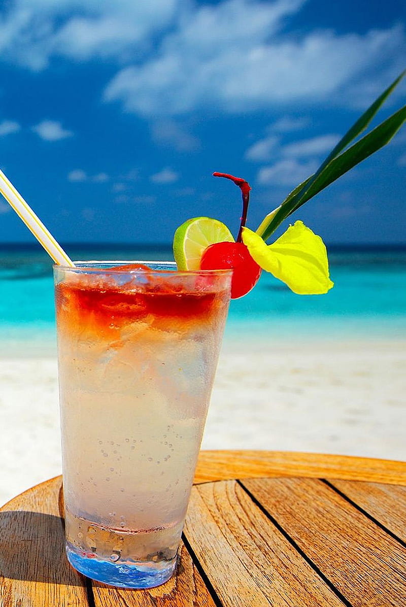 Coctail on the beach, sky, vacations, HD phone wallpaper