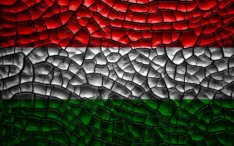 Flag of Hungary cracked soil, Europe, Hungarian flag, 3D art, Hungary, European countries, national symbols, Hungary 3D flag, HD wallpaper