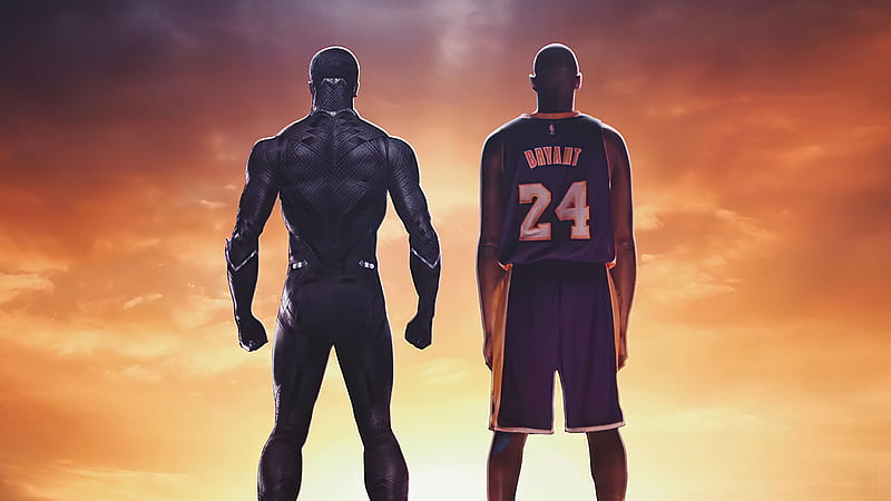 Black Panther And Kobe Bryant, black-panther, kobe-bryant, artwork, superheroes, artwork, HD wallpaper