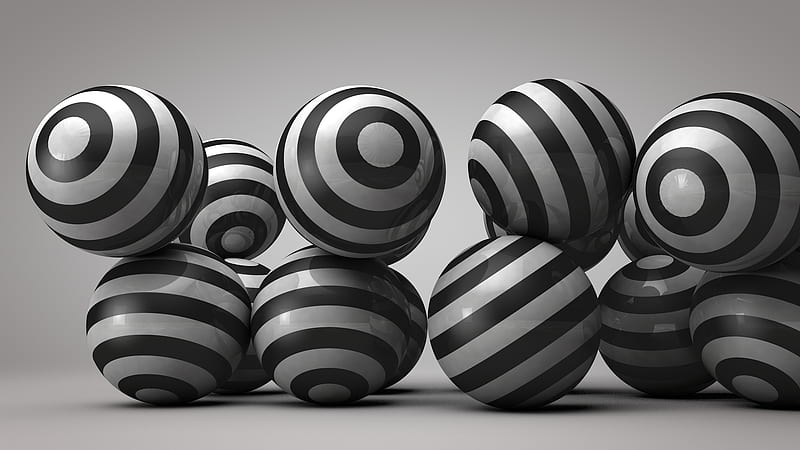 Abstract, Ball, 3D, Black, CGI, Digital Art, Sphere, HD wallpaper