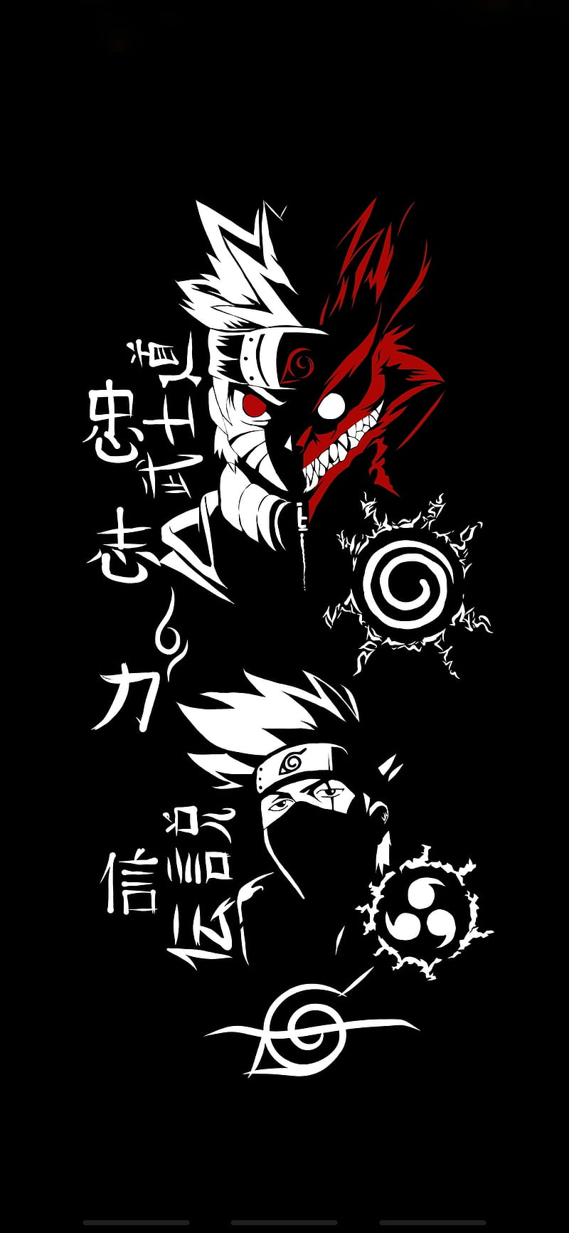 NARUTO X KAKASHI, abstract, anime, art, black, deamon, illustration, red,  sharingan, HD phone wallpaper | Peakpx