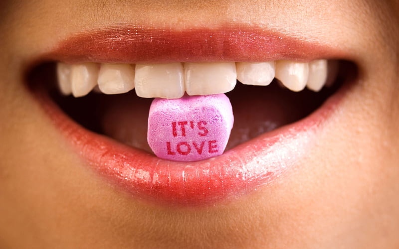 Its love heart, sugar, lips, HD wallpaper