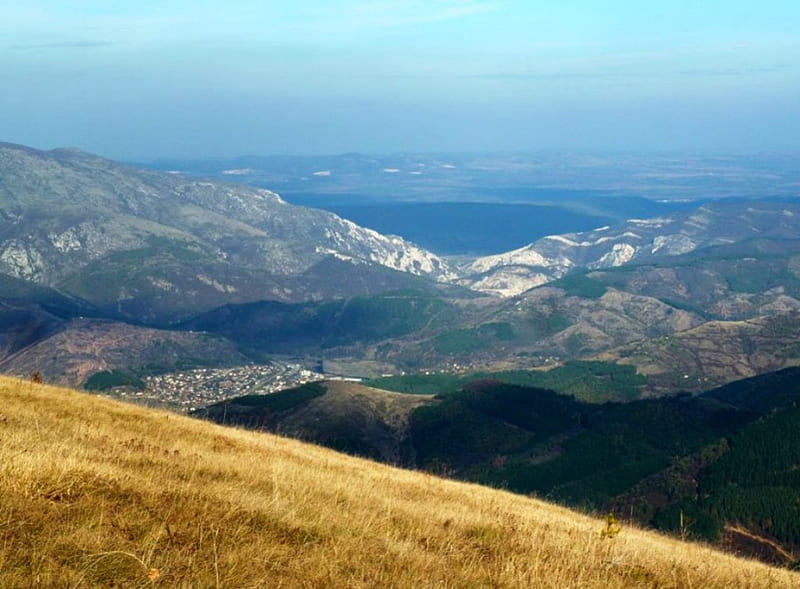 Beautiful View, mountain graphy, town, nature, Bulgaria, dam, HD wallpaper