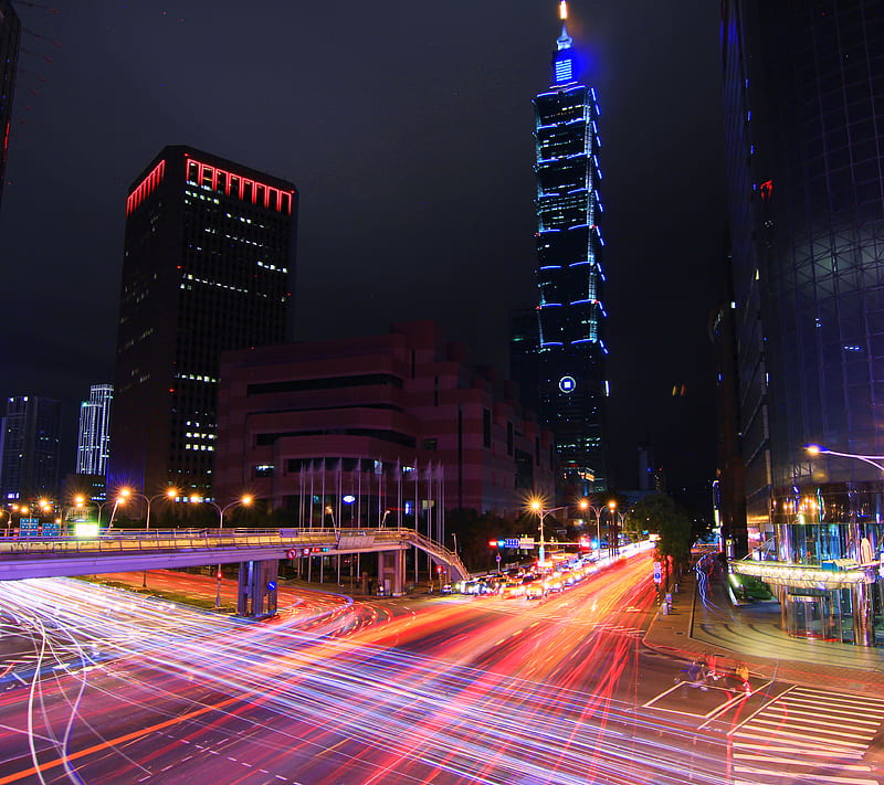 Taipei, cities, lights, night, HD wallpaper