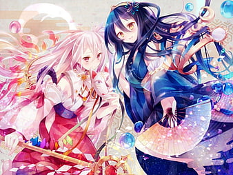 Bức ảnh anime này sẽ đưa bạn đến với một thế giới manga kawaii, nơi có những bộ kimono cổ điển kết hợp với những bông hoa nở rộ và màu hồng tươi sáng.