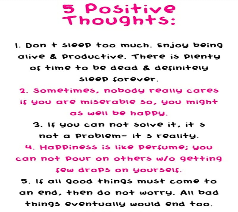 5 Positive Thoughts, 2013, life, truth, HD wallpaper