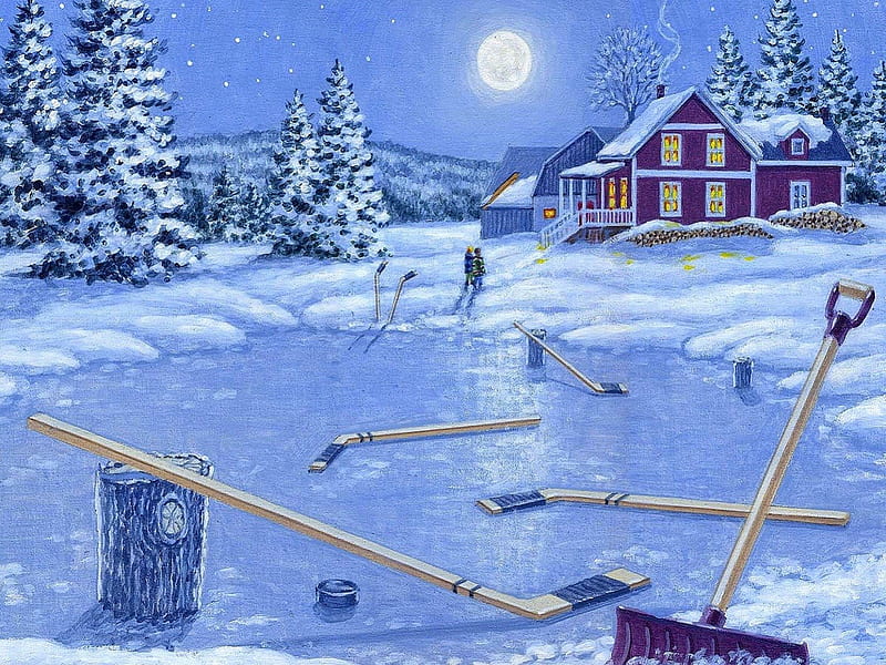★Christmas Home for Supper★, home, bonito, digital art, shovels, xmas and new year, greetings, paintings, drawings, blue dreams, christmas, houses, love four seasons, creative pre-made, christmas trees, winter, snow, winter holidays, ice, shovel, moonlight, weird things people wear, supper, celebrations, HD wallpaper