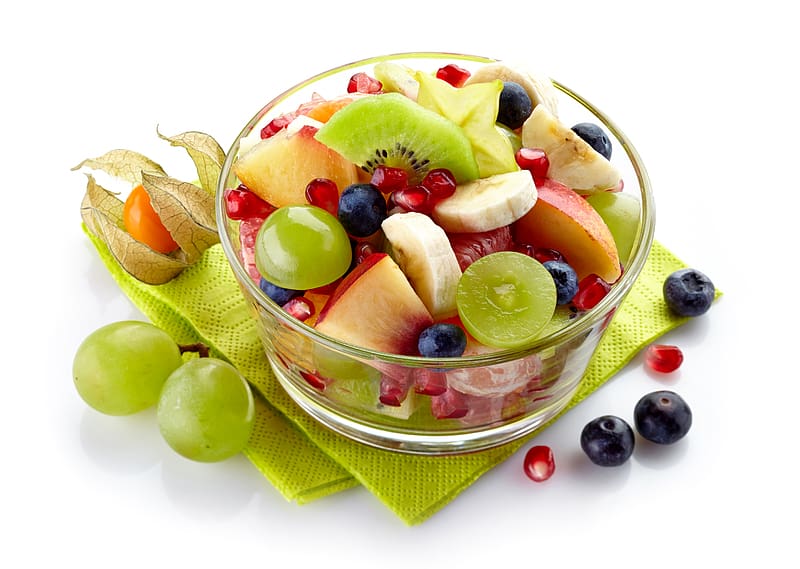 Fruits, Food, Grapes, Blueberry, Fruit, Banana, Salad, HD wallpaper