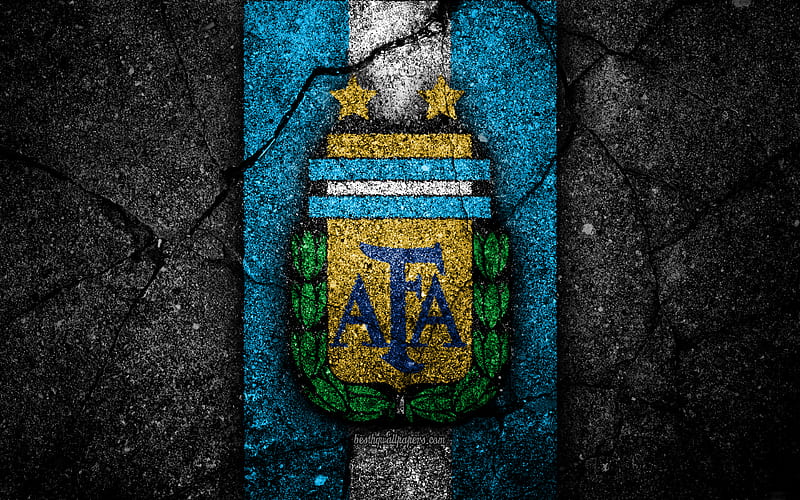 Argentinean football team emblem, grunge, North America, asphalt texture, soccer, Argentina, logo, South American national teams, black stone, Argentina national football team, HD wallpaper