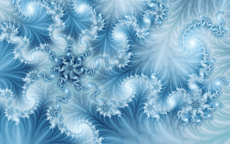 Blue Frond, spiral, fractal, fractals, pastel, bonito, blue, HD wallpaper