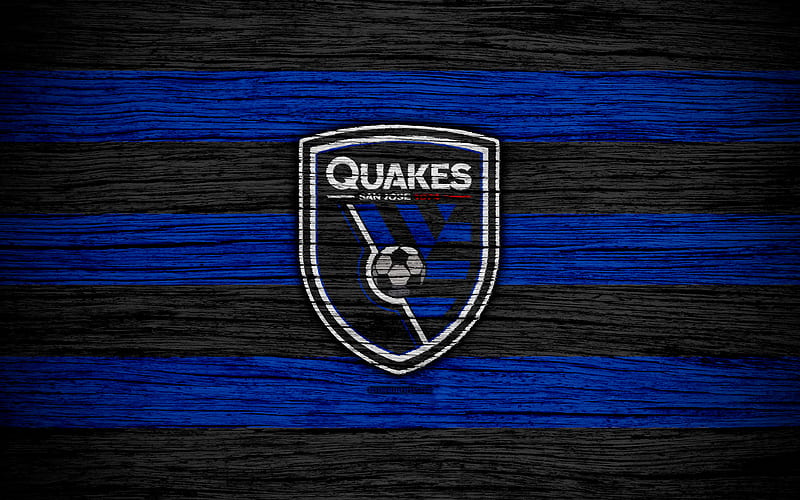 San Jose Earthquakes MLS, wooden texture, Western Conference, football club, USA, San Jose Earthquakes FC, soccer, logo, FC San Jose Earthquakes, HD wallpaper