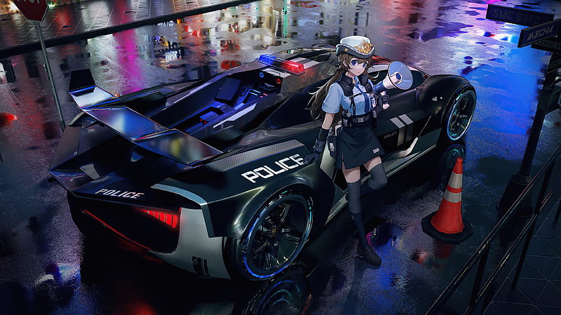 4K free download | Police Anime Girl, anime-girl, anime, police, artist