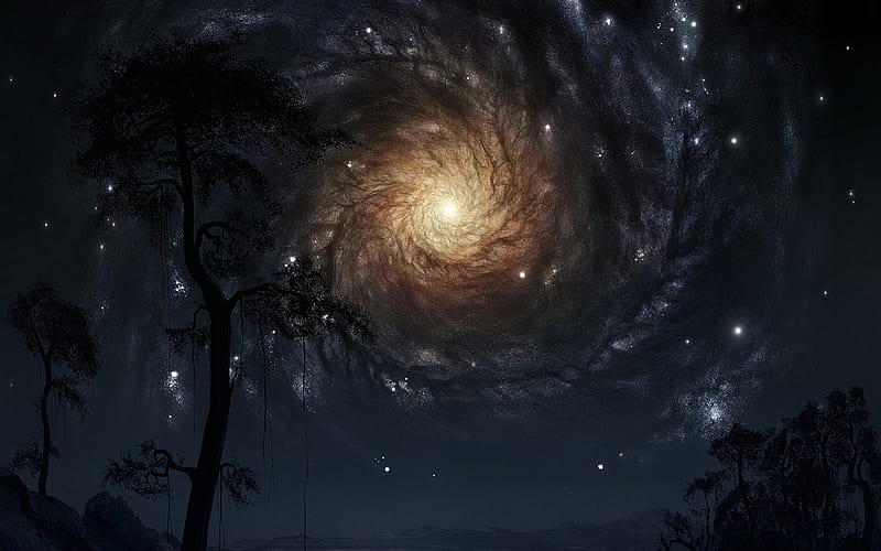 Celestial View, galaxy view, swirling galaxy, distant galaxy, HD wallpaper