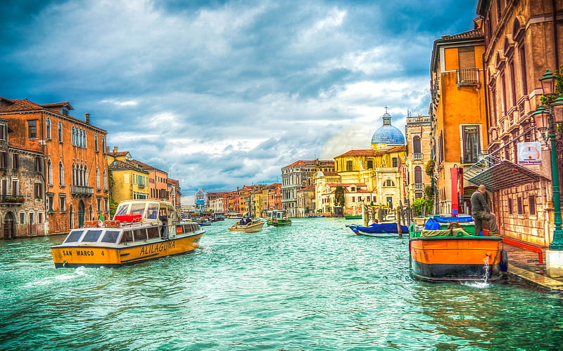 Italy, Venice gondolas, canal, summer, Europe, italian landmaks, R, HD wallpaper