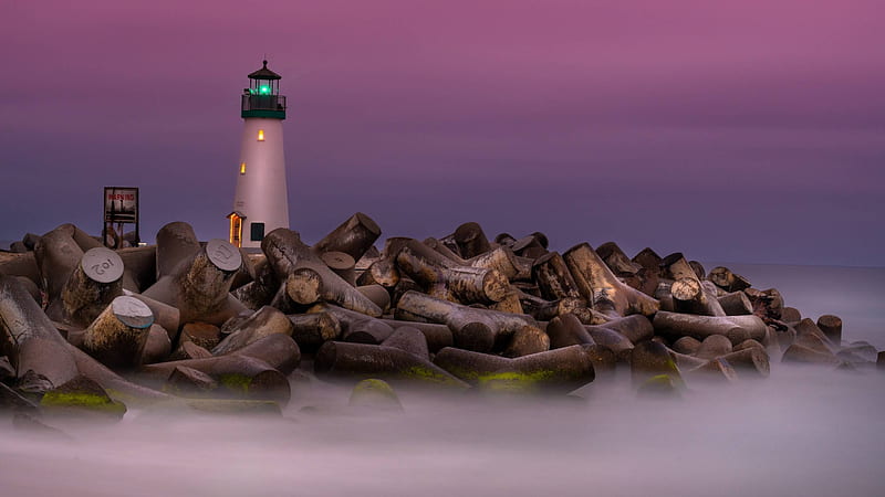 Watchtower at Sunset, ocean, lighthouse, cool, fun, nature, sunset, HD wallpaper