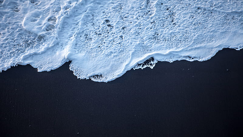 Sea Foam Black Sand , sea, sand, nature, black, HD wallpaper