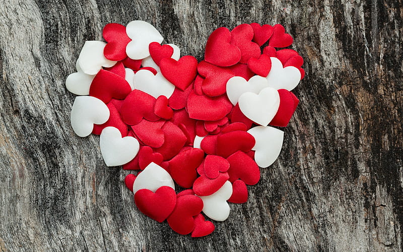silk hearts, Valentines Day, creative heart, romance, love concepts, HD wallpaper