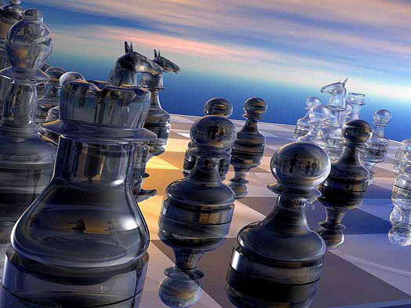 Download wallpapers 3d chess, silver metal chess, chessboard