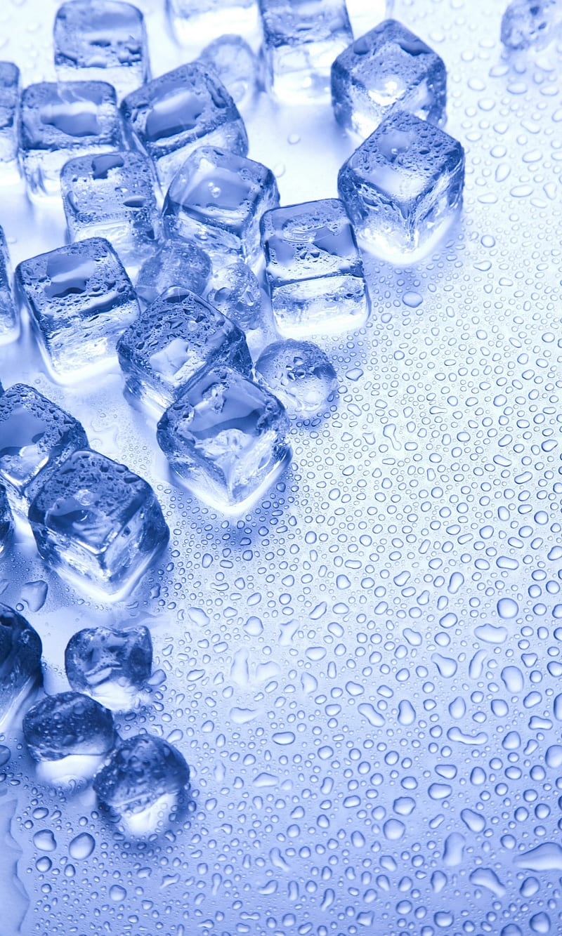 Ices, aqua, blue, cold, cube, drops, water, HD phone wallpaper