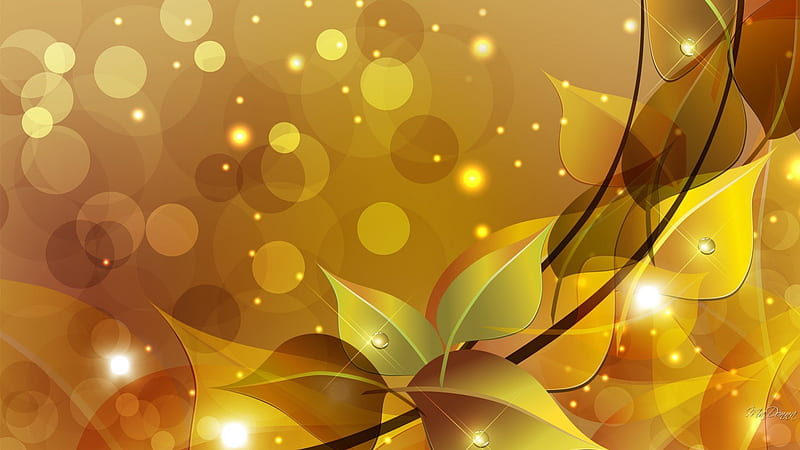 Changing to Gold, fall, autumn, glow, shine, collage, abstract, leaves, gold, amber, HD wallpaper
