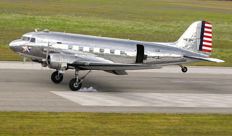 C-47 Skytrain, plane, airplane, twin, skytrain, engine, aluminum, c47, c-47, HD wallpaper