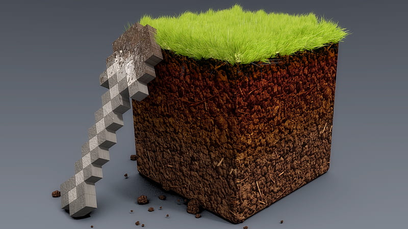 Minecraft Block of Dirt, dirt, shovel, dig, minecraft, HD wallpaper