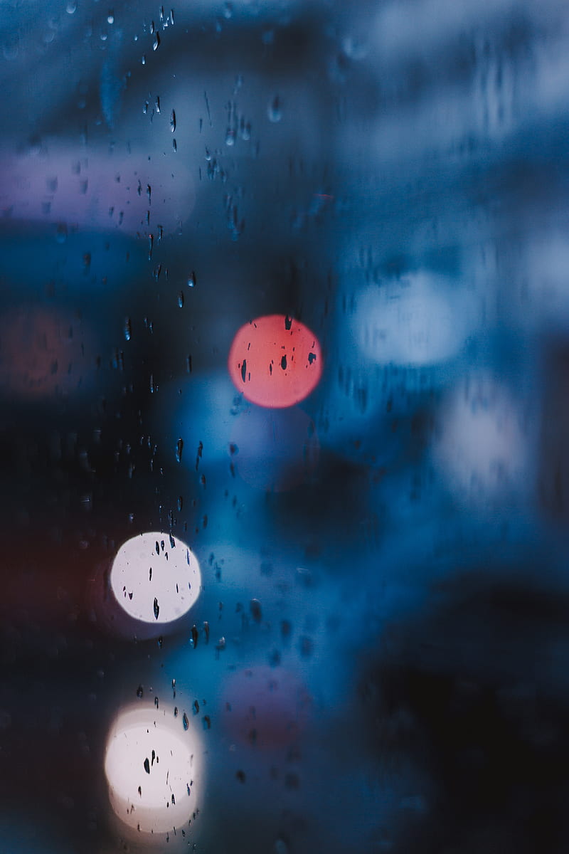 glass, drops, wet, blur, bokeh, lights, HD phone wallpaper