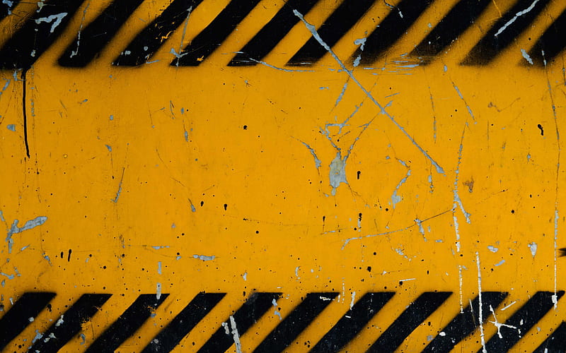 black caution strips grunge, warning background, yellow background, yellow lines, warning tapes, HD wallpaper