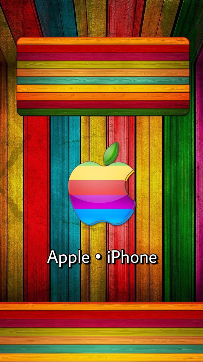 Lock screen, apple, colorful, logo, pattern, unlock, wood, HD phone  wallpaper | Peakpx