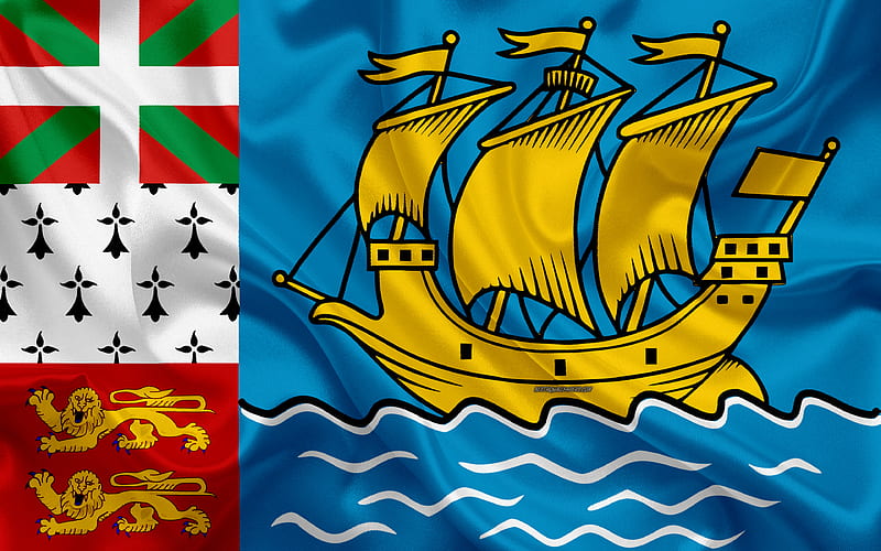Flag of Saint Pierre and Miquelon silk texture, silk flag, national symbols, France, HD wallpaper