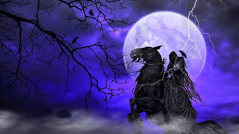 Grim Reaper, dark, Reaper, Horse, Grim, Death, Fantasy, HD wallpaper