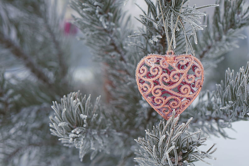 Holiday, Christmas, Christmas Tree, Heart, HD wallpaper