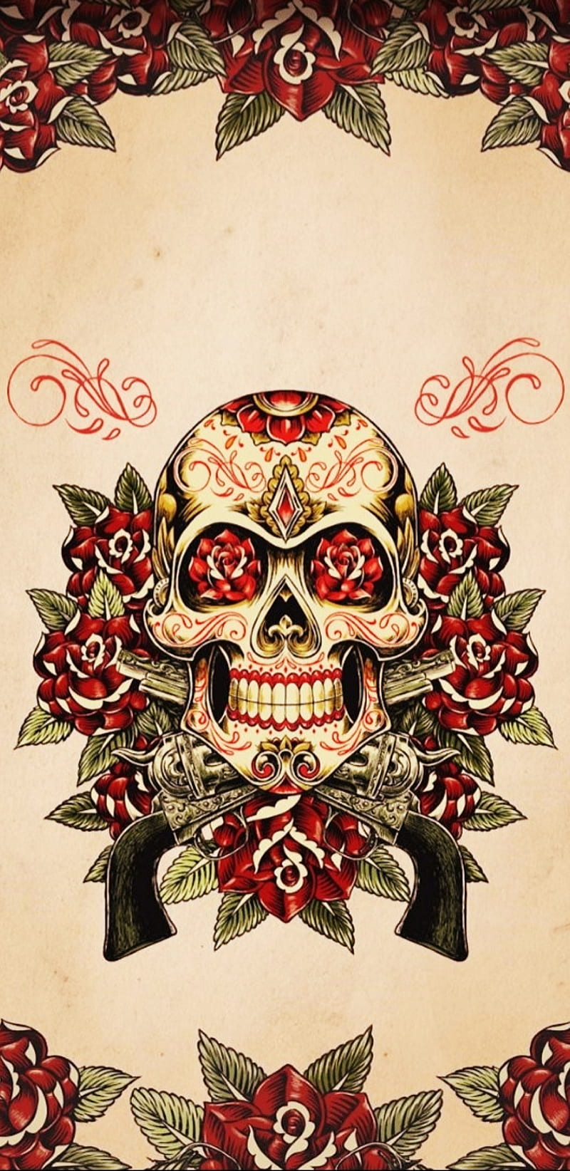 Guns N Roses Skull, guns, rose, roses, skull, HD phone wallpaper