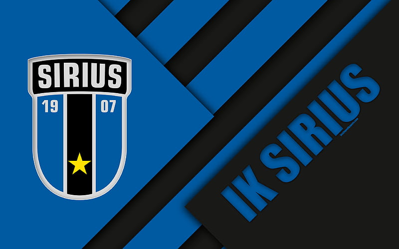 Sirius FC logo, material design, Swedish football club, blue black abstraction, Allsvenskan, Uppsala, Sweden, football, IK Sirius, HD wallpaper