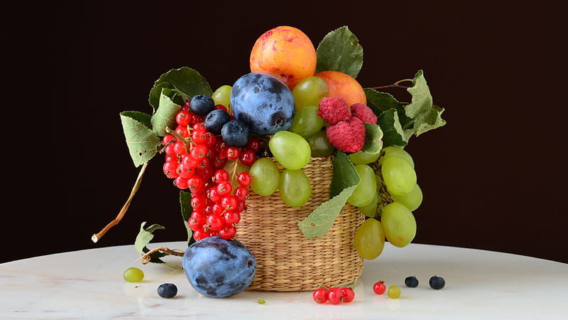 Food, Still Life, Blueberry, Currants, Grapes, Nectarine, Plum, Raspberry, HD wallpaper